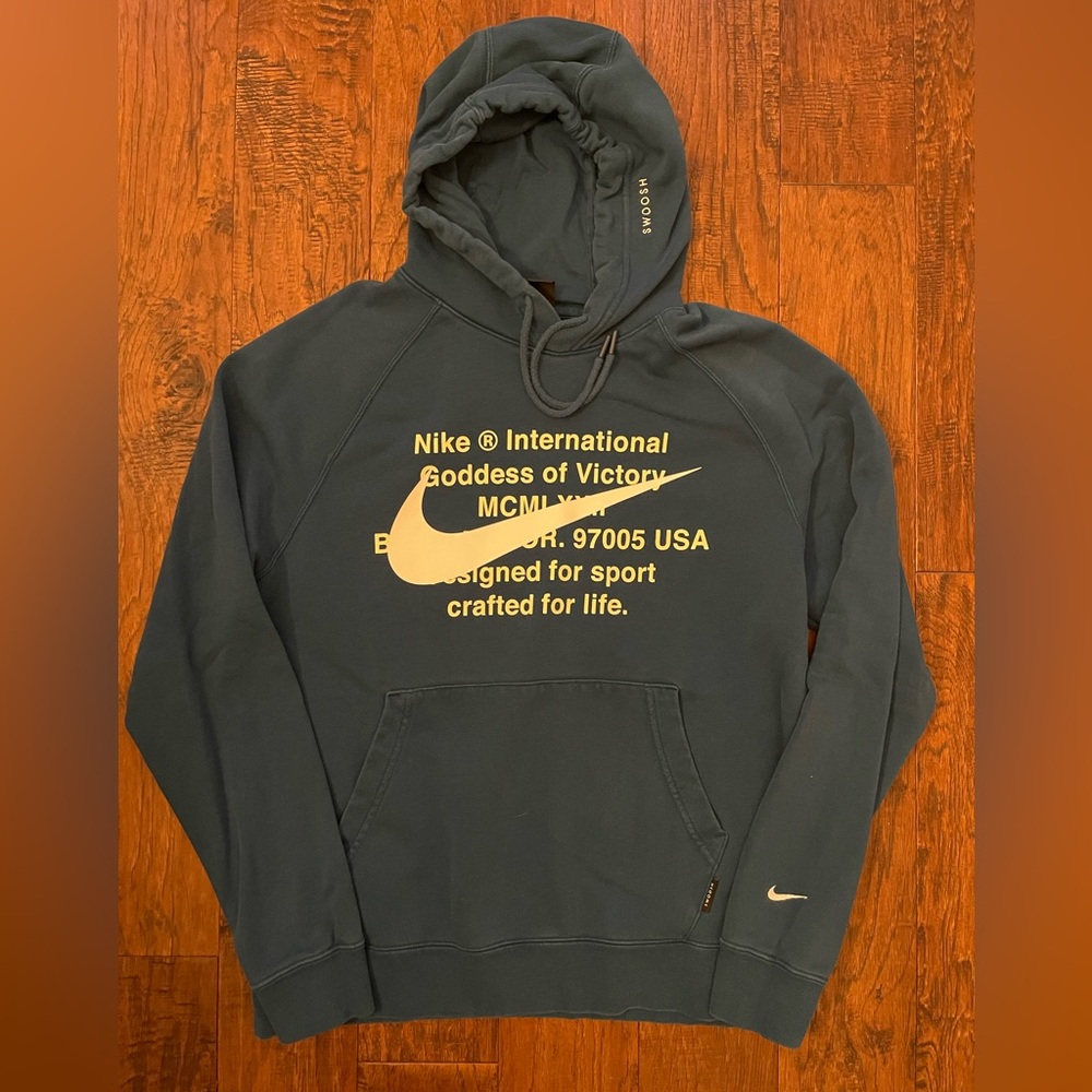 Nike International Goddess Of Victory Pullover Hooded Sweatshirt Blue Size L